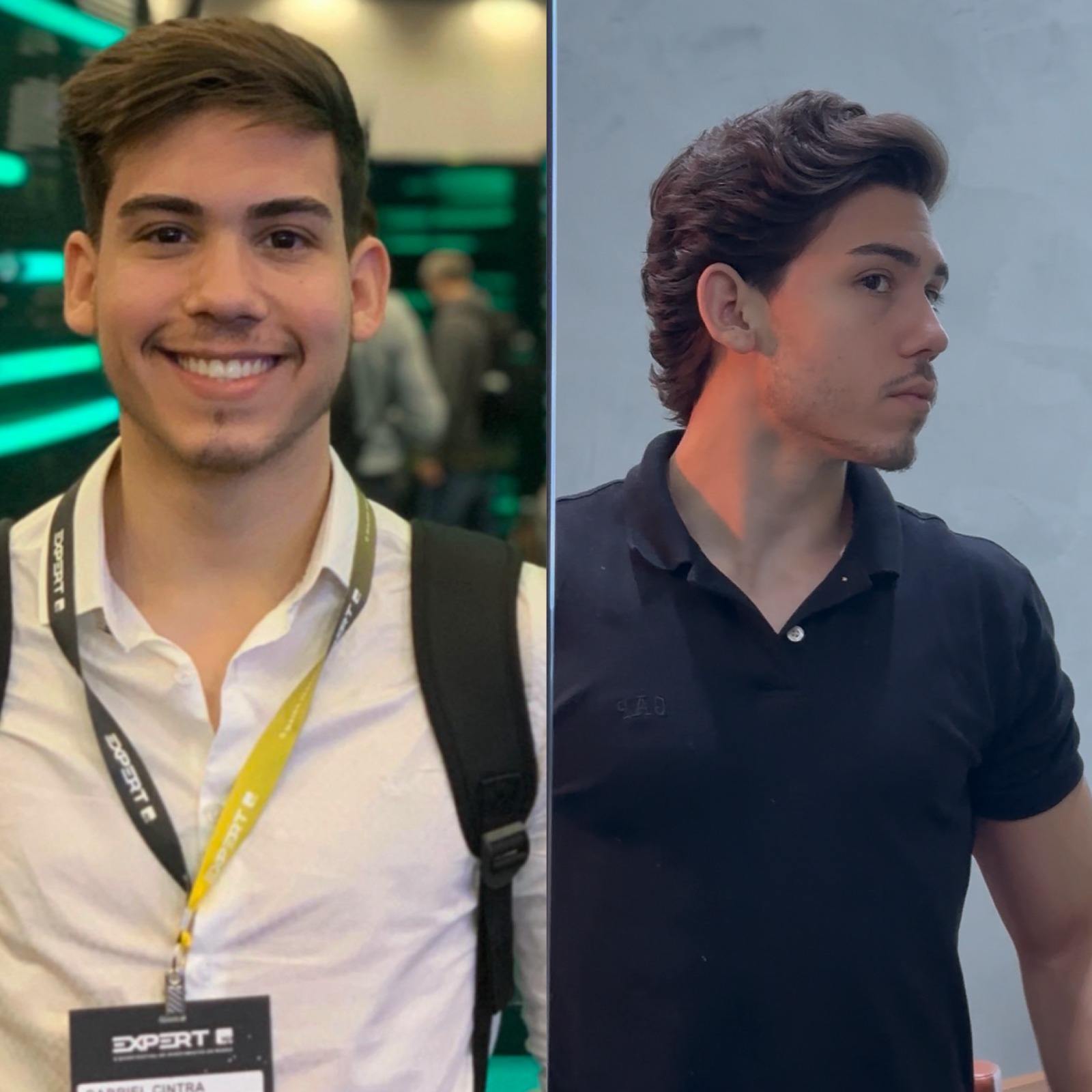 Antes e depois de corte masculino feito por Gustavo Ladeira, barbeiro visagista em Ribeirão Preto